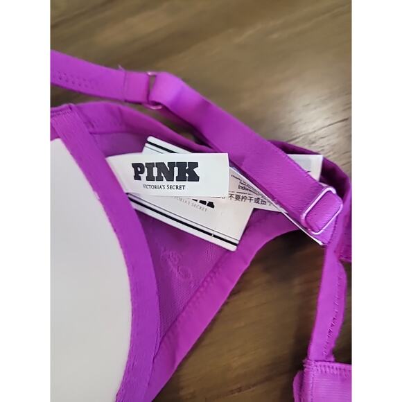 Victoria’s Secret PINK Super Push-Up Bra Logo Mesh “Berry Bliss” – 36C – NWT - Picture 5 of 6